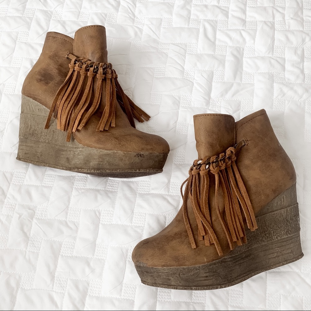Sbicca Fringe Platform Booties